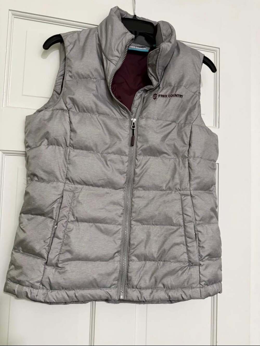 Free Country Puffer Vest Gray Full Zip Winter
